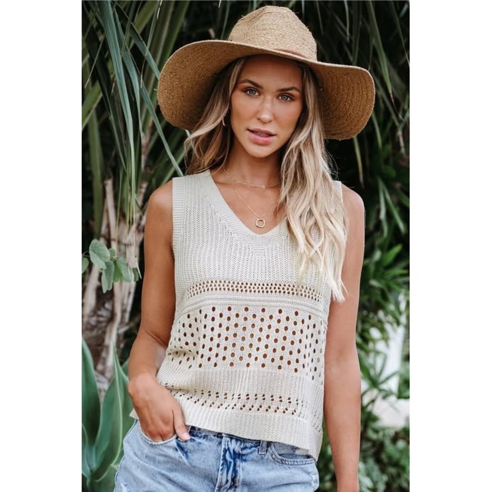 Women's Cut-Out Vest Cover-up -‎ IVORY SIZE XL